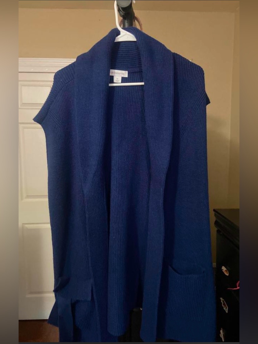Long Open-Front Navy Women's Sweater Cardigan